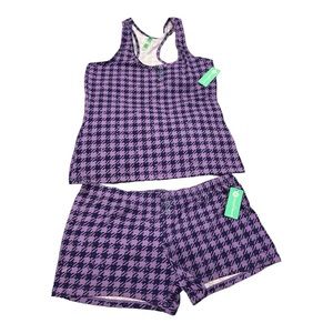Honey Dew pajama two piece set.‎ Size large purple and black houndstooth